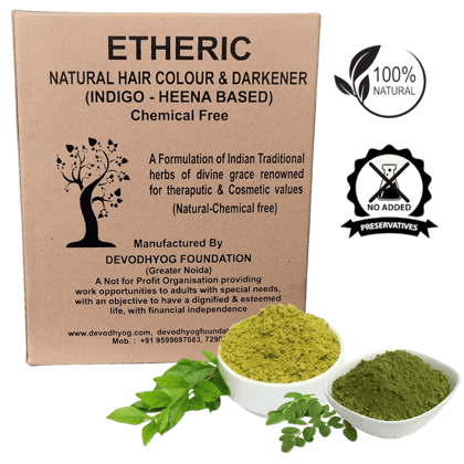 Etheric Natural Chemical Free - Indigo & Henna Powder based Hair Color Dye, Ammonia & PPD free