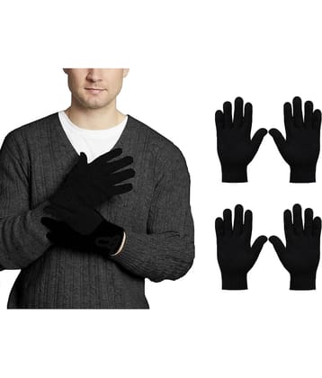 Babji Black Woollen Men's Woollen Gloves ( Pack of 4 )