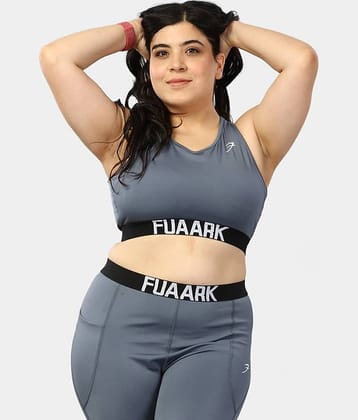 Fuaark Silver Polyester Removable Padding Women's Sports Bra ( Pack of 1 )