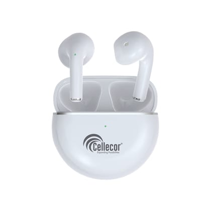 CELLECOR BroPods CB02+ Waterproof TWS with 25 Hours Playtime, Automatic Pairing, ENC Bluetooth Headset (White )