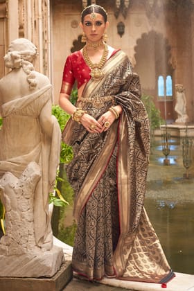 Black Printed Silk Saree