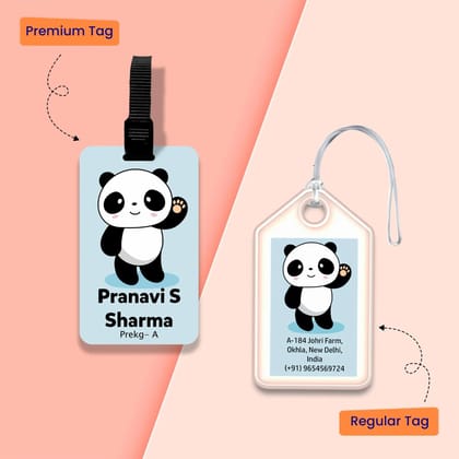 Personalized Bag Tags for Kids - Set of 5 - Panda Design-Regular Bag Tags