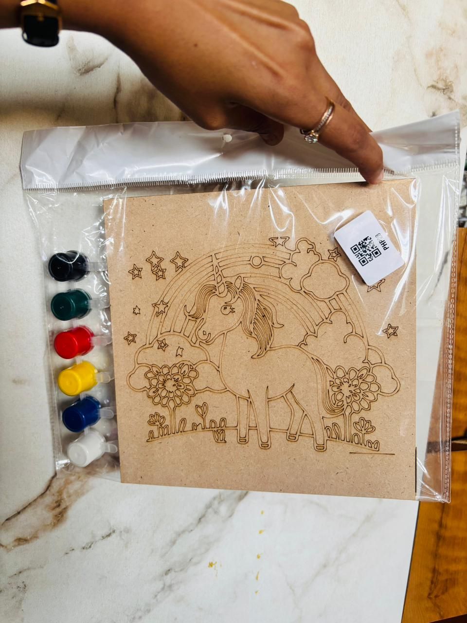 Wooden DIY Board with Painting colors-Unicorn