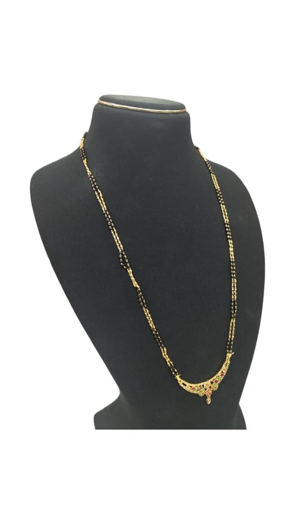 Gold Plated Traditional Long Mangalsutra Tanmaniya Necklace Chain for Women