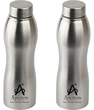 APEIRON Vactra pack of 2 Silver Stainless Steel Fridge Water Bottle 1000 mL ( Set of 2 )