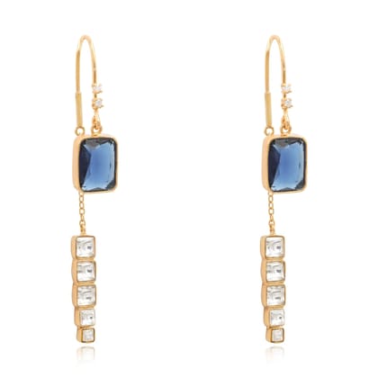 Silver Sparkling blue sui dhaga earring-Gold