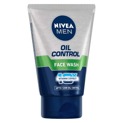 Nivea Men Face Wash For Oily Skin, Oil Control For 12Hr Oil Control With 10X Vitamin C Effect, 50 G