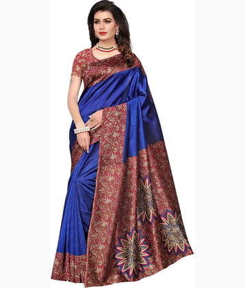 Saadhvi Art Silk Printed Saree With Unstitched Blouse Piece ( Multicolour )