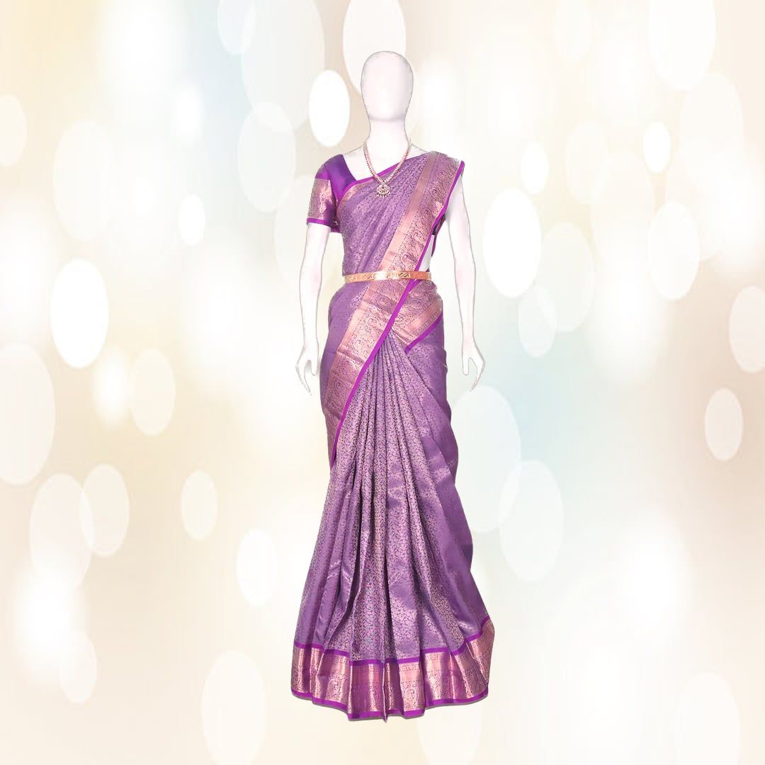 Traditional Purple Pattu Silk Saree with Zari Border | Elegant Ethnic Drape | Festive & Wedding Wear