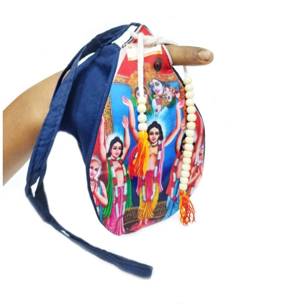 MAYAPURI Gaura Nitai Printed Chanting Bag/Japa Bag with Sakshi Mala Counter - Pooja Needs | Buy online on ZillyBuy