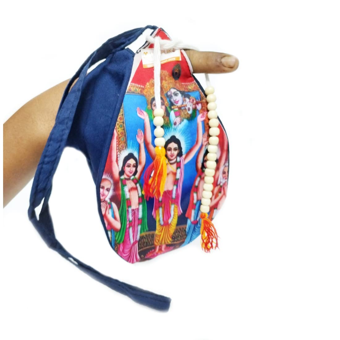 MAYAPURI Gaura Nitai Printed Chanting Bag/Japa Bag with Sakshi Mala Counter