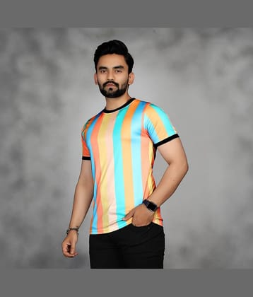 FABRIPPLE Polyester Regular Fit Self Design Half Sleeves Men's Round T-Shirt - Multicolor ( Pack of 2 )