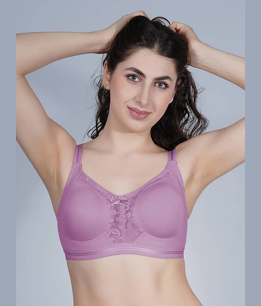Ladyland Pack of 1 Cotton Blend Non Padded Everyday Bra For Women ( Purple )