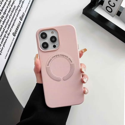iPhone 11 Series Premium Leather Design Magsafe Back Case-iPhone 11 / Sand Pink