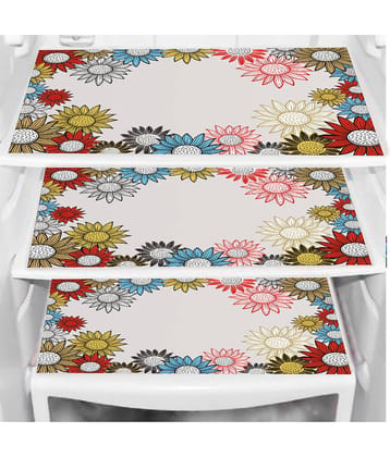 PVC Floral Fridge Mats ( 43 29 ) Pack of 3 - Multicolor