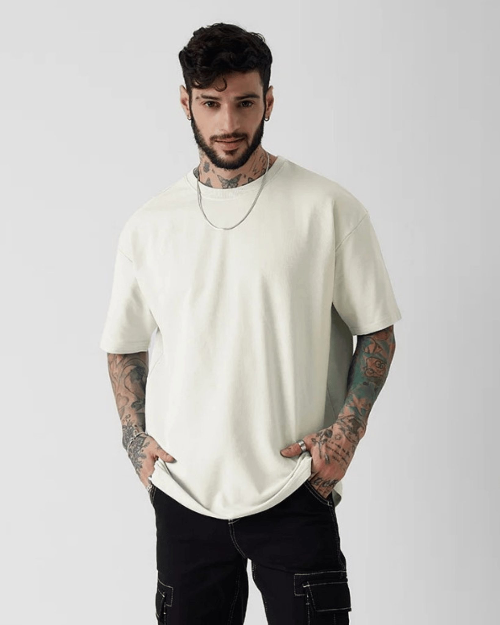 PLAIN OFF WHITE OVERSIZE TSHIRT