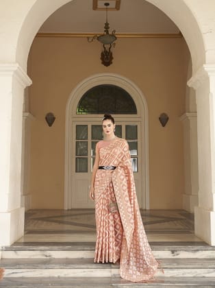 Peach Banarasi  Silk Saree