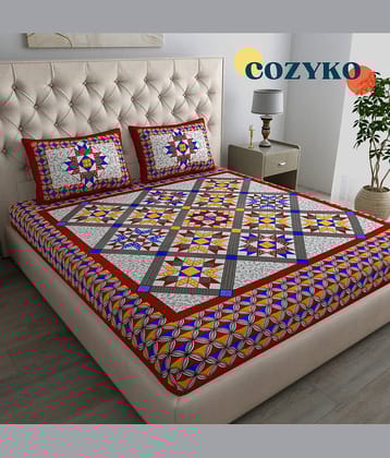 COZYKO Cotton 1 Double Bedsheet with 2 Pillow Covers ( Red )