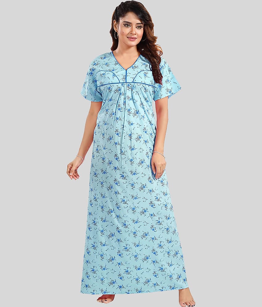 Gutthi - Blue Cotton Women's Nightwear Nighty & Night Gowns ( Pack of 1 )