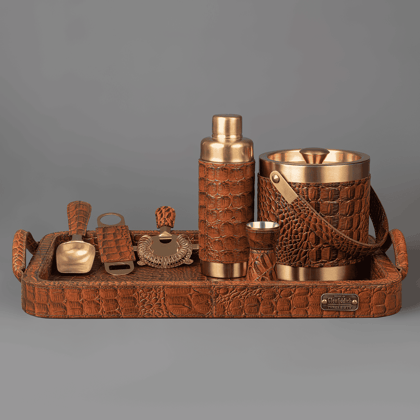 Debonair Bar Tray & Cocktail Set Tan-Tan