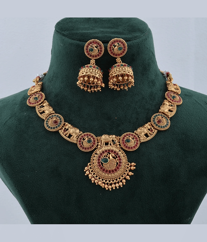 ROFARWORD Gold Brass Necklace Set ( Pack of 1 )