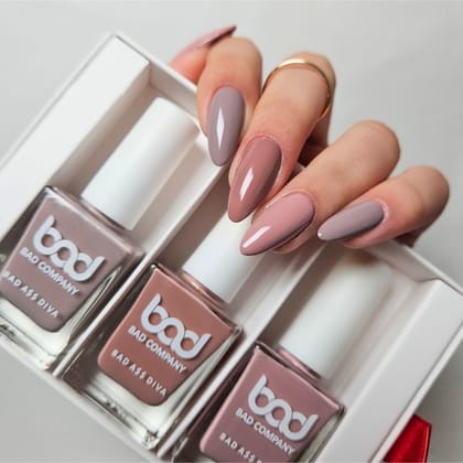 BAD COMPANY No Toxin Nail Lacquer | Nail Polish Combo (10ml each X 3) | Long Wear, Quick Dry, Chip Resistant Nail Paint Set BAD COMPANY No Toxin Nail Lacquer | Nail Polish Combo (10ml each X 3) | Long Wear, Quick Dry, Chip Resistant Nail Paint Set - (57,
