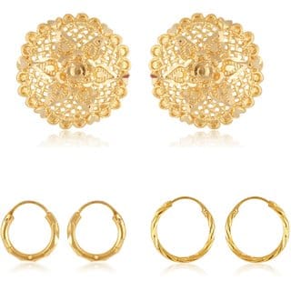 Allure Graceful Alloy Gold Plated Stud and bali Earring Combo set For Women and Girls