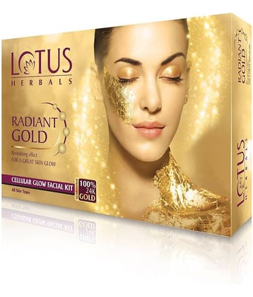 Lotus Herbals Radiant gold Cellular glow Facial Kit 4 In 1 With 24Kgold Leaves 4*37g