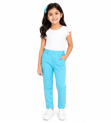 Girl's Denim Solid Elasticated Jeggings Cum Jeans (Blue, 6-7)-PID66057