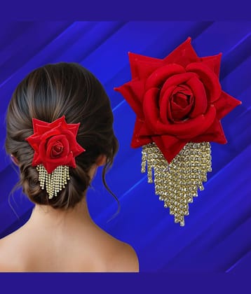 LYKAA Red,Gold Hair Pin ( Pack of 1 )