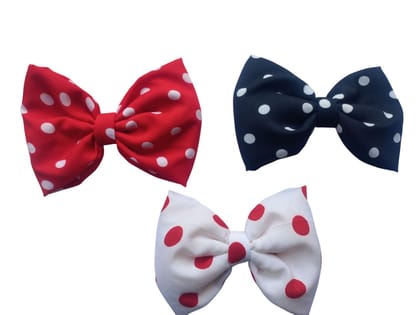 Polka Dot Hair Bows, 3 Pack, Red, Black, White, Classic Style