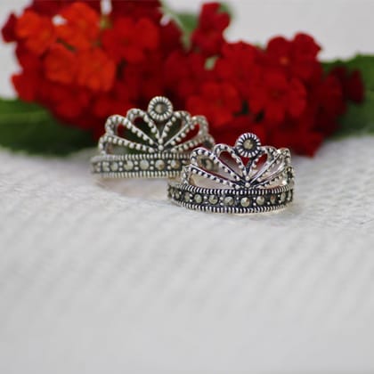 Malika Sterling Silver Toe Rings for Women with Marcasite