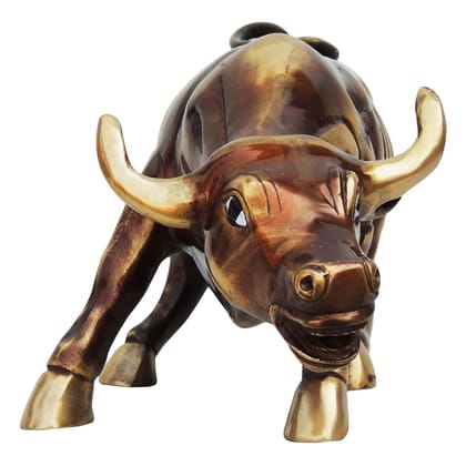 Brass Showpiece Bull Small Statue, Height : 6 Inch (BSMAS728 A)
