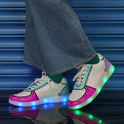 Color Block Sneakers in Fuchsia (Ankle) - Light Me Up-36