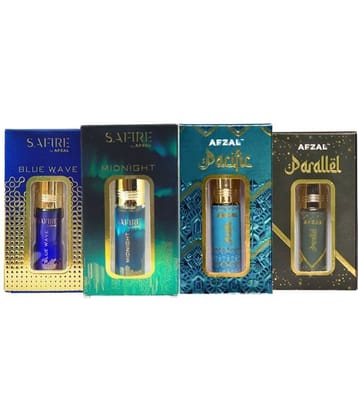 SAFIRE MIDNIGHT, BLUE WAVE, PFC & PARALLEL ATTAR (COMBO PACK 6ML*4) ROLL-ON PERFUME OIL FOR MEN AND WOMEN