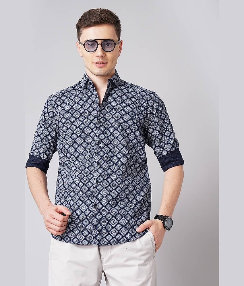 Paul Street - Navy Blue 100% Cotton Slim Fit Men's Casual Shirt ( Pack of 1 )