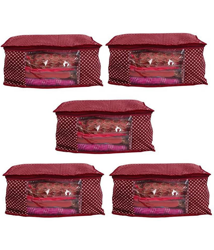 Bulbul Maroon Saree Covers - 5 Pcs