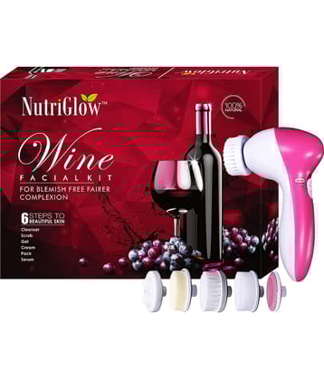 NutriGlow Wine Facial Cleanup Kit for Women for Glowing Skin 6-Pieces Skin Care Set 250gm+10ml with Free Face Massager