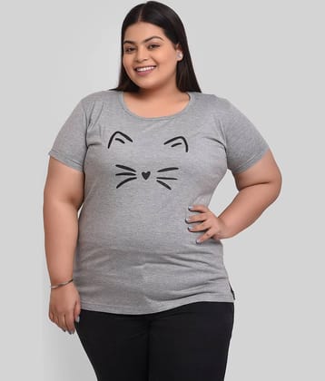 Neo Garments Women Cotton Printed Regular Fit Round Neck T-Shirt ( Grey )
