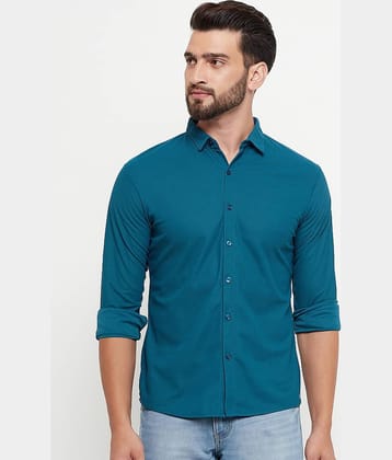 renuovo Cotton Blend Regular Fit Solids Full Sleeves Men's Casual Shirt - Navy Blue ( Pack of 1 )