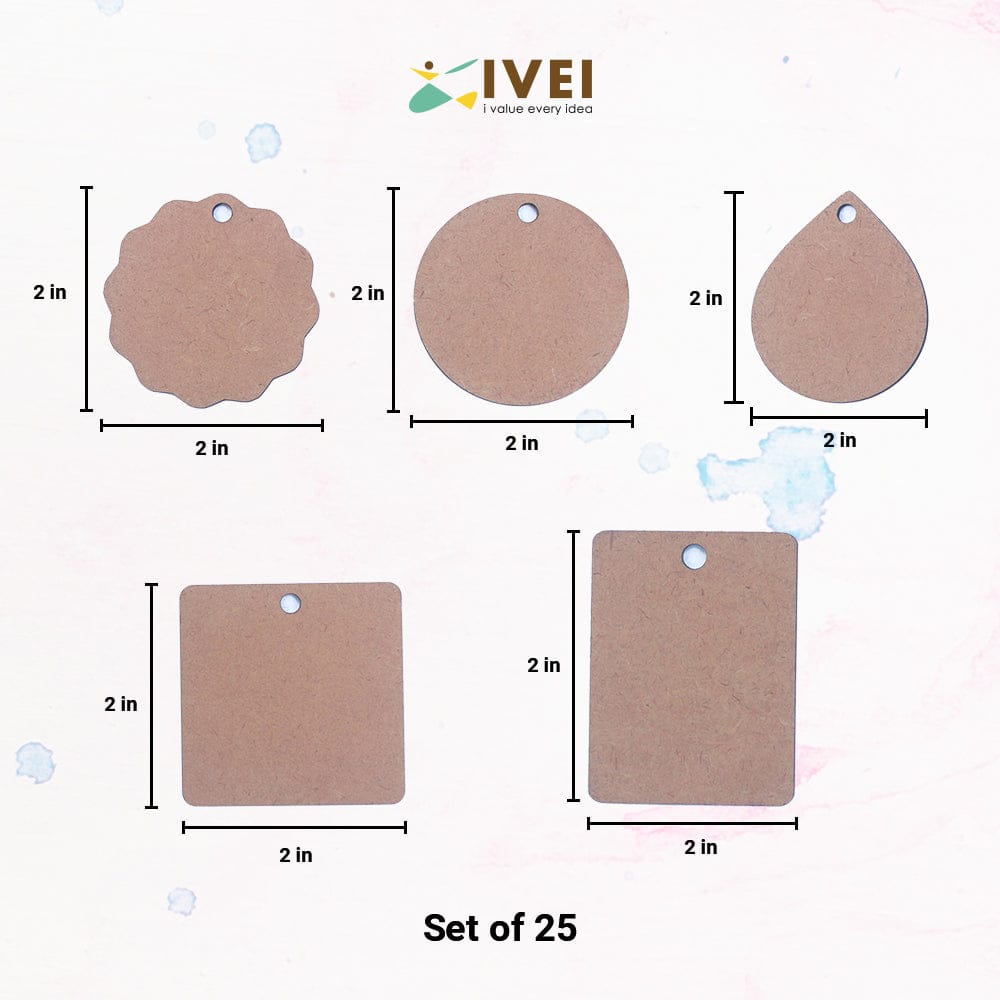 IVEI DIY MDF Shaped Pendants Set-Type 1
