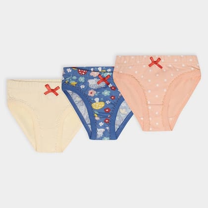 Baby Girl Briefs with Blossom Print- (Pack of 3)-6-12 M / Peach