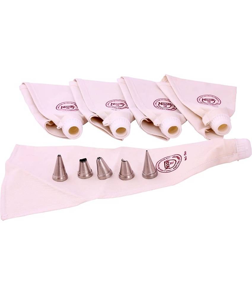 Noor Cake Decoration Icing Bags (35 Cm) With S2 Nozzles - Set Of 10 Pcs