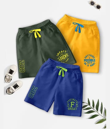 CODEZ Pack of 3 Cotton Blend Shorts For Boys ( Multicolor )