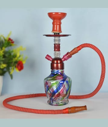 Metalmastery Multicolour 28 cm Glass Table Hookah - Pack of 1
