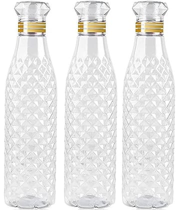 Dark Sun Kitchenware School/Office Fridge Water Bottle White PET Fridge Water Bottle 1000 mL ( Set of 3 )