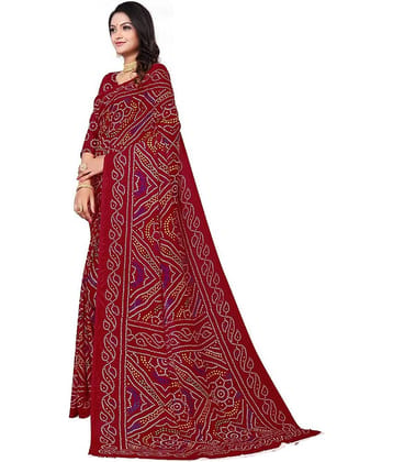 Kanooda Prints Georgette Printed Saree With Unstitched Blouse Piece ( Multicolor )