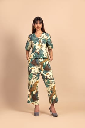 Tropical cheetah print top-S