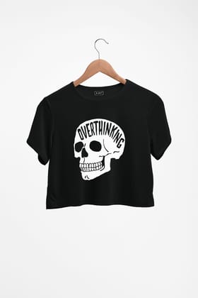 Overthinking Printed Crop Top-Black / XS