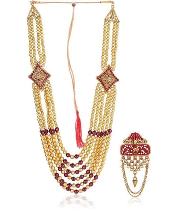 Dulha groom sherwani Necklace/Moti Mala for Men for wedding | Groom Mala and Brooch Set